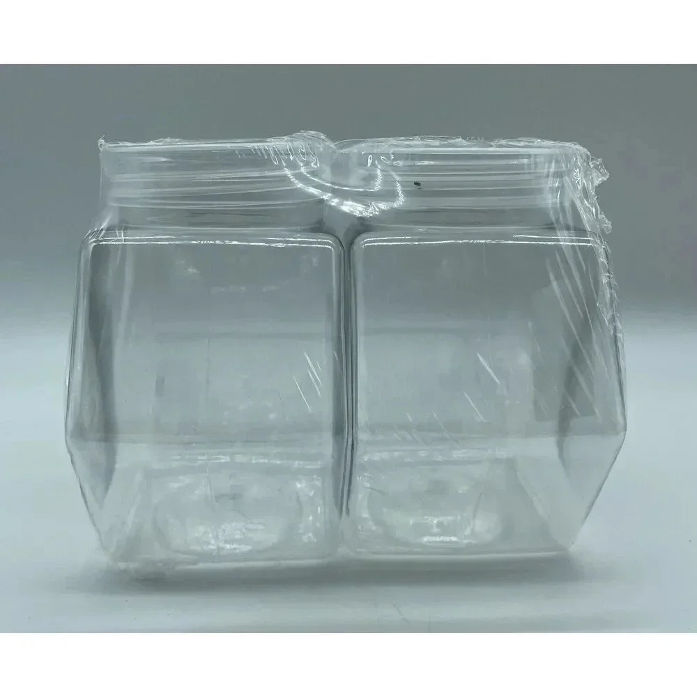 Ankyo Clear Plastic Hexagon Shaped Jars & Lids 2 Pack of‎ 4.5” x 4.5” x 2.75”